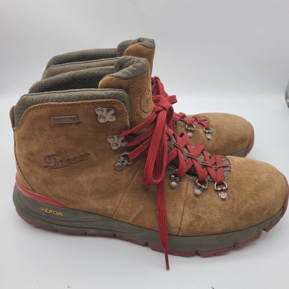 Danner Brown Suede Hiking Boots with Red Laces